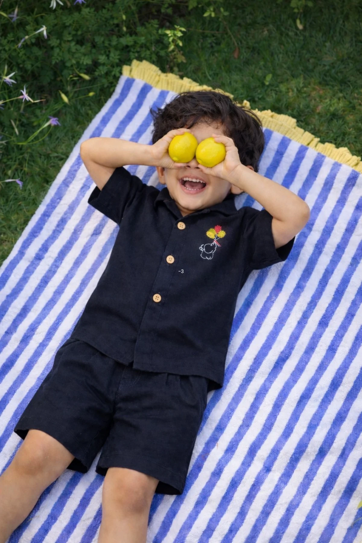 Khadi Cotton Boys Embroidered Shirt & Shorts Set - Image 2