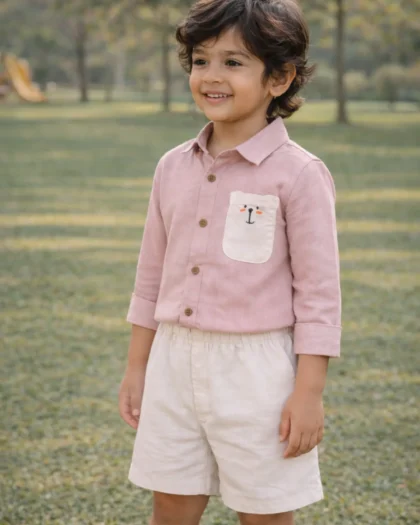 Khadi Cotton Boys Shirt & Shorts Set