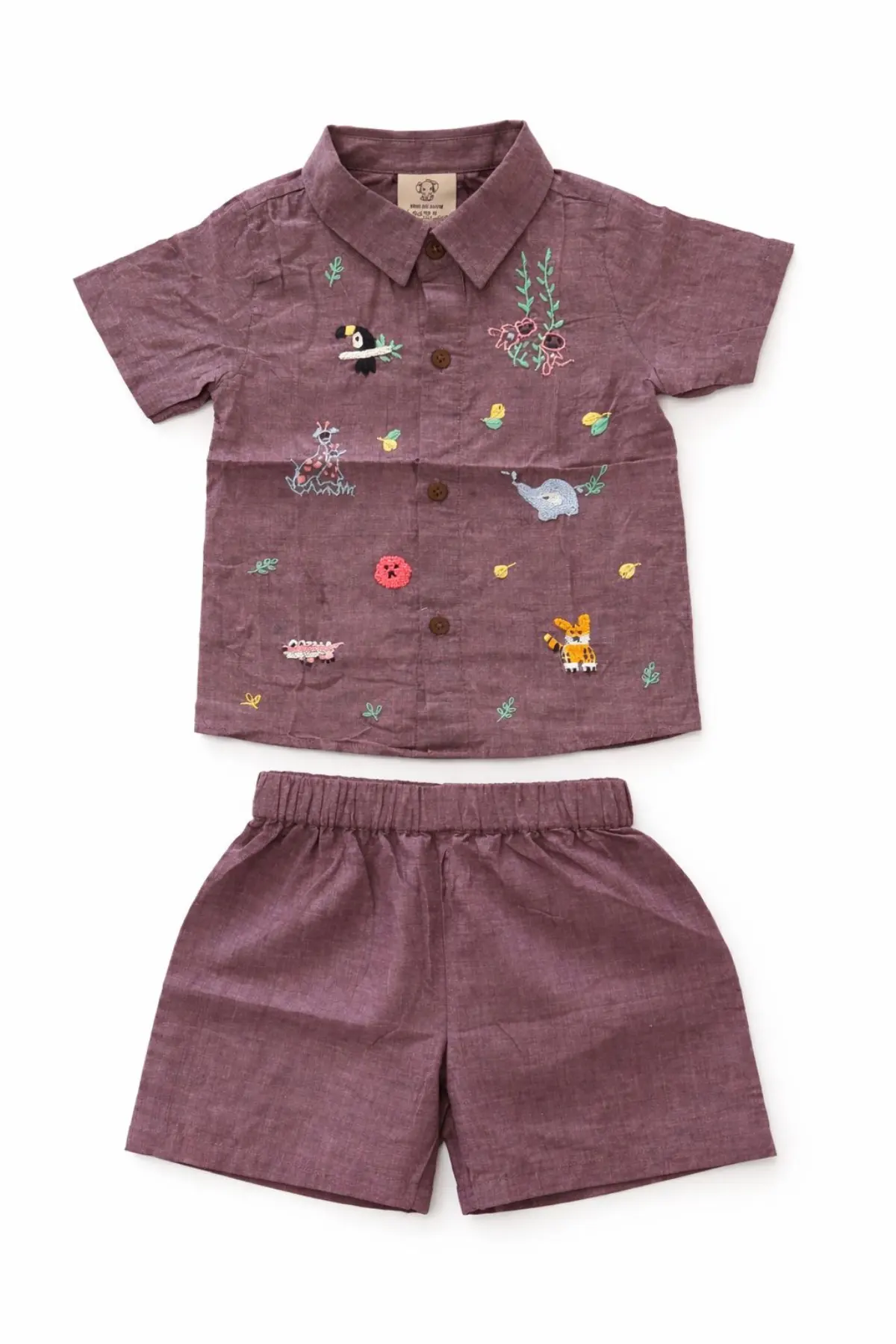 Khadi Cotton Boys Embroidered Shirt & Shorts Set - Image 3