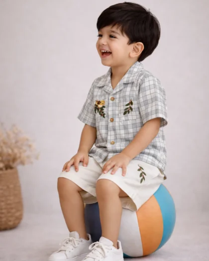 Khadi Cotton Boys Shirt & Shorts Set