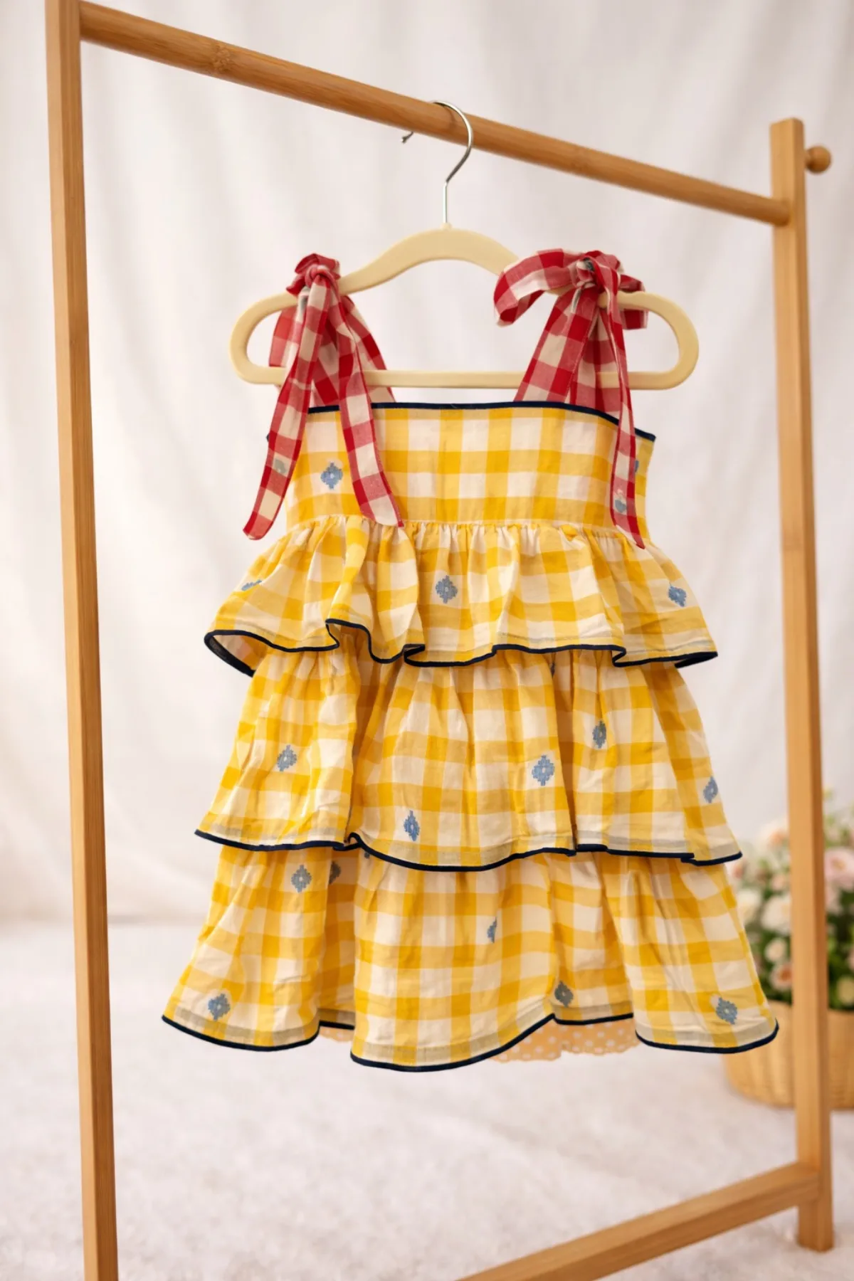 Jamdani Cotton Layered Girls Dress - Image 6