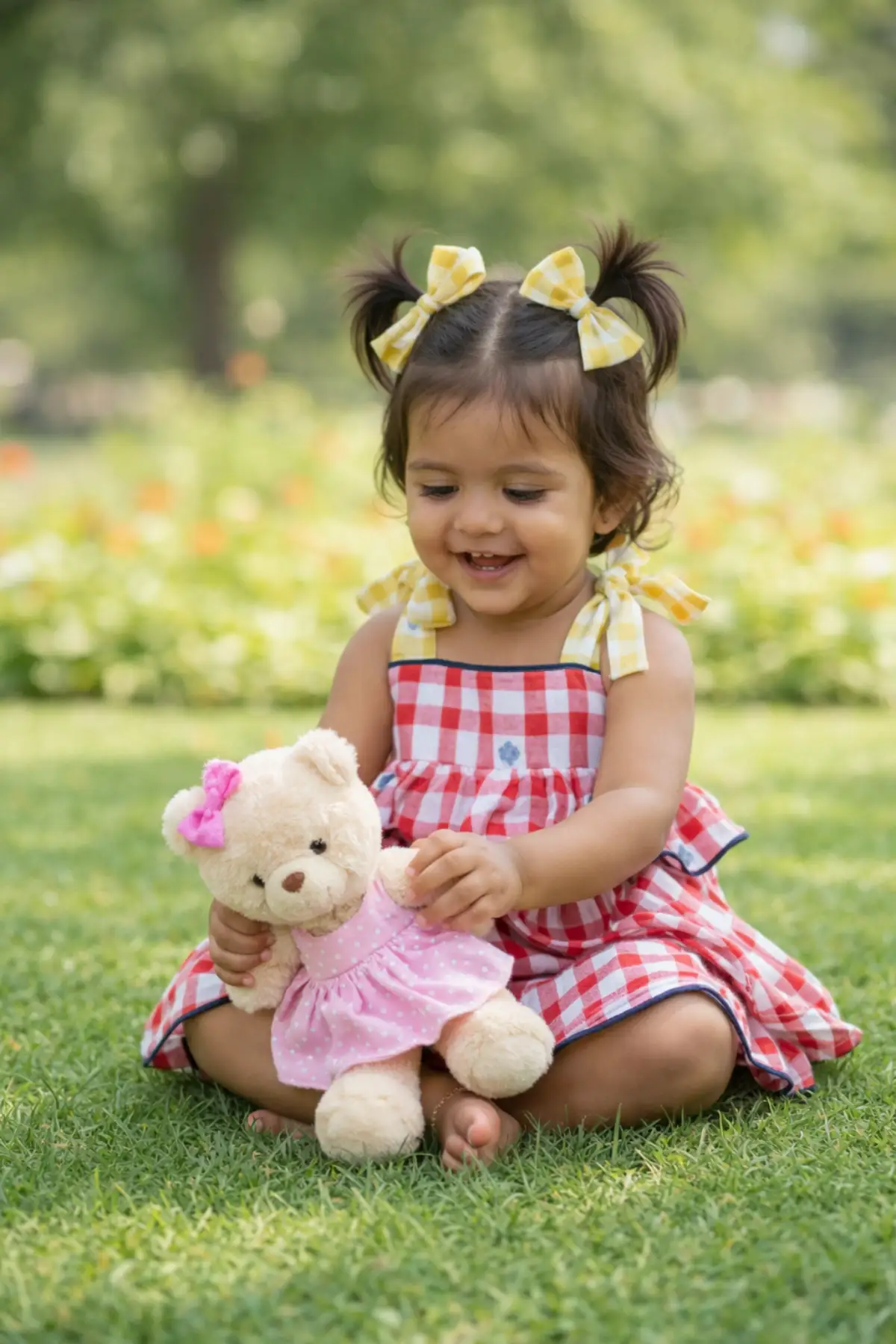 Jamdani Cotton Layered Girls Dress - Image 4