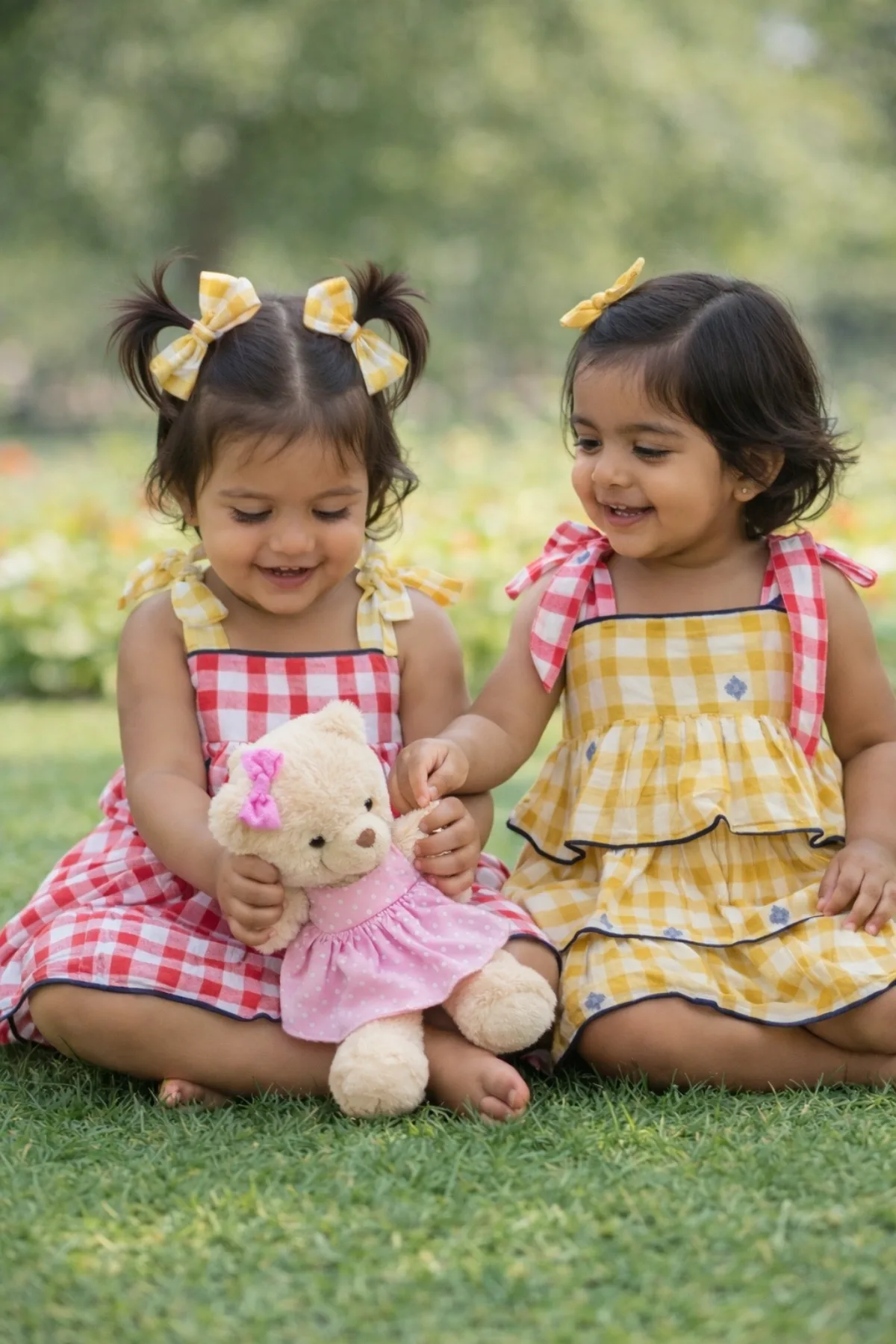 Jamdani Cotton Layered Girls Dress - Image 2