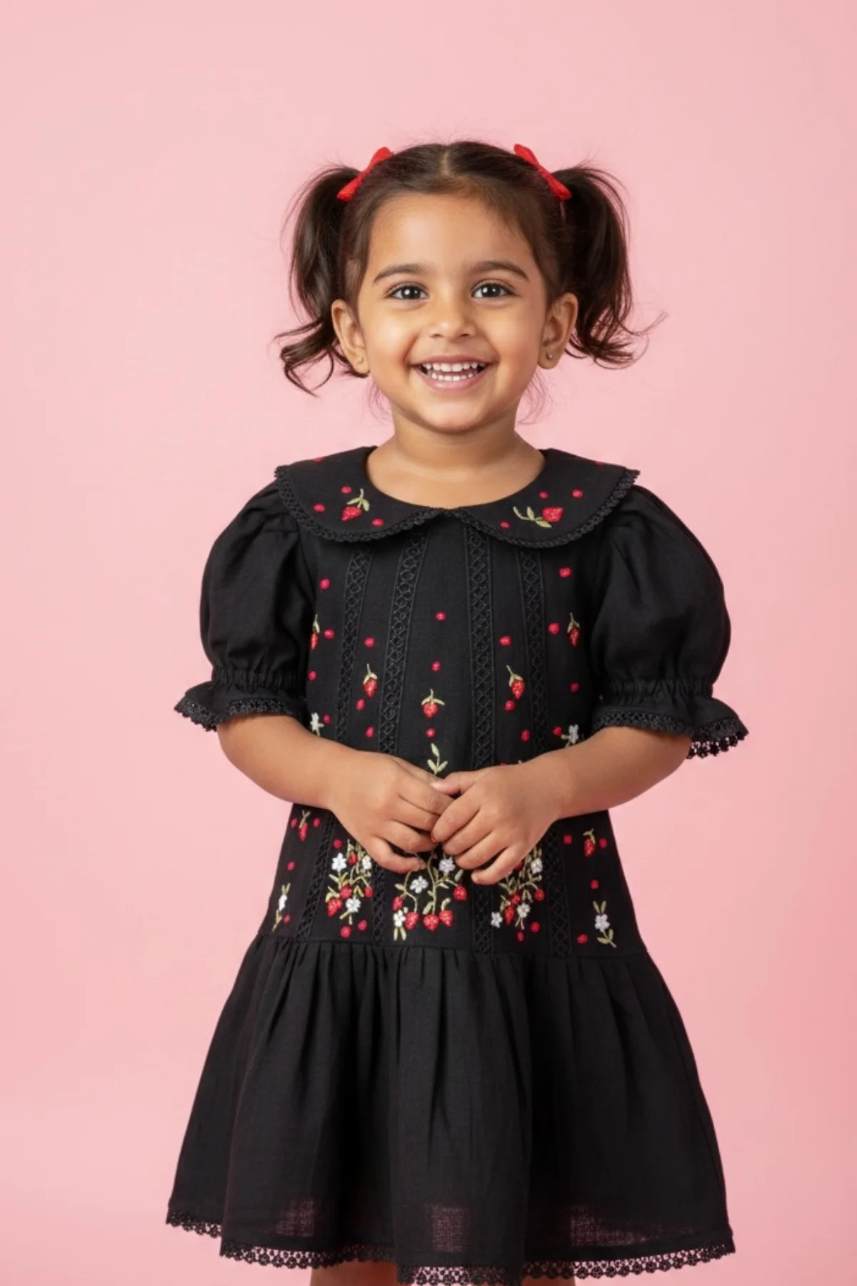 Khadi Cotton Embroidered Girls Dress
