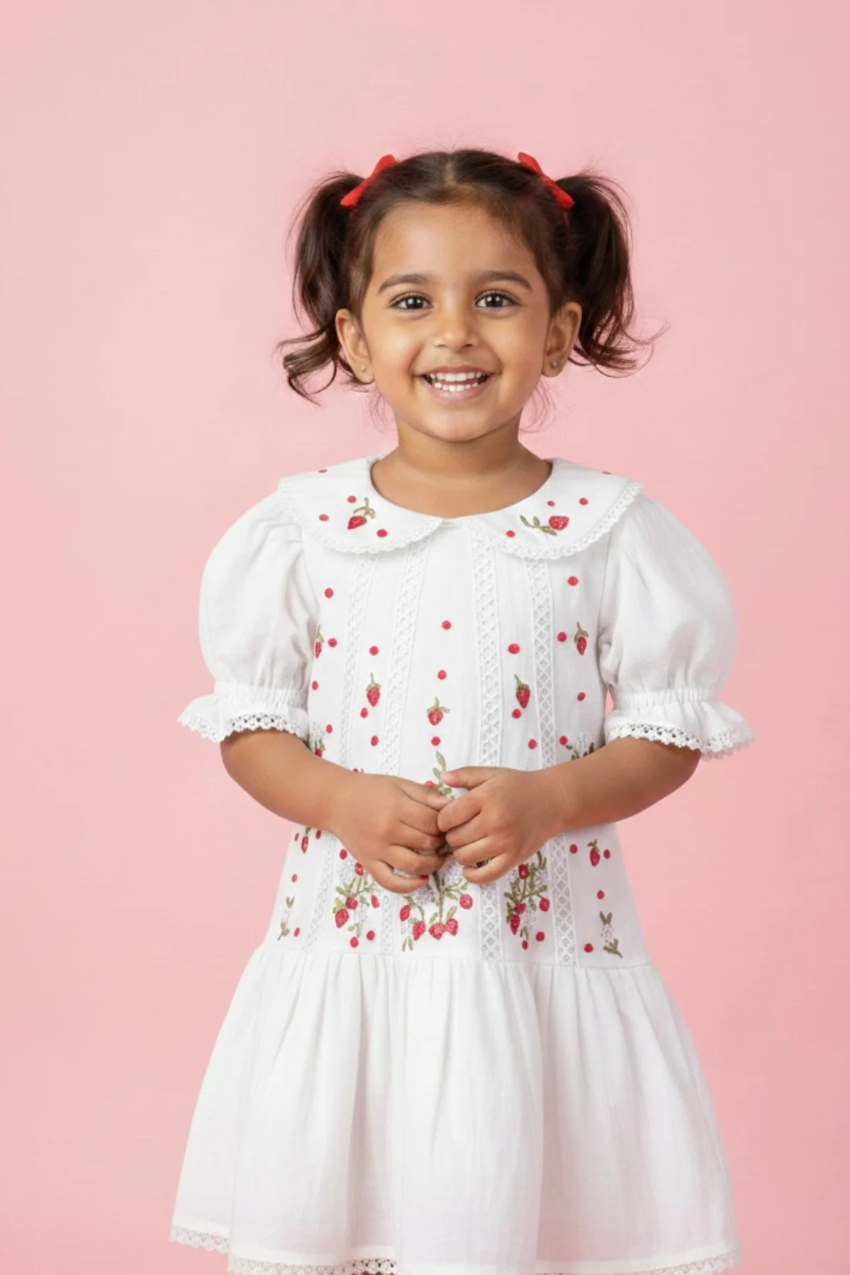 Khadi Cotton Embroidered Girls Dress - Image 3