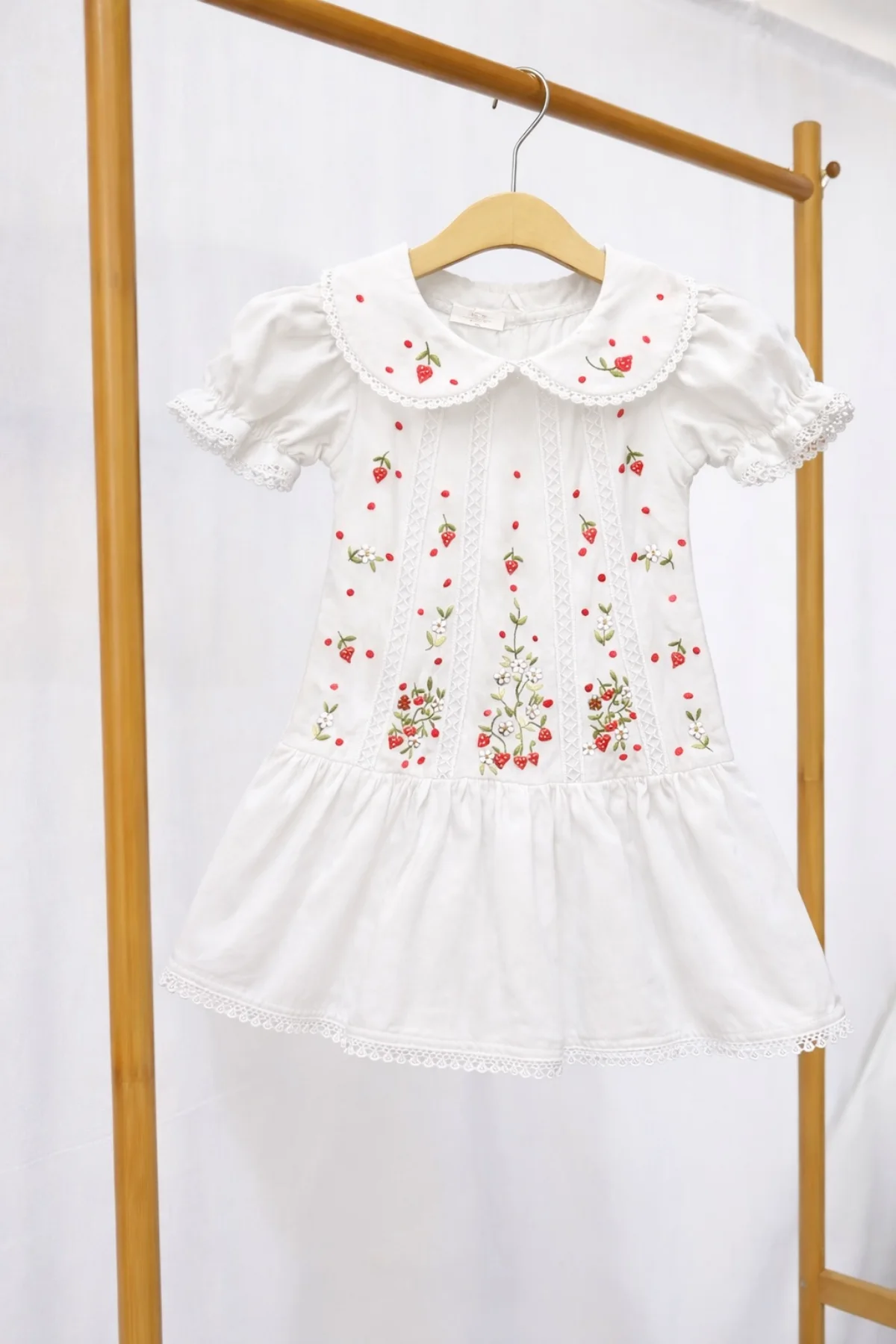 Khadi Cotton Embroidered Girls Dress - Image 4
