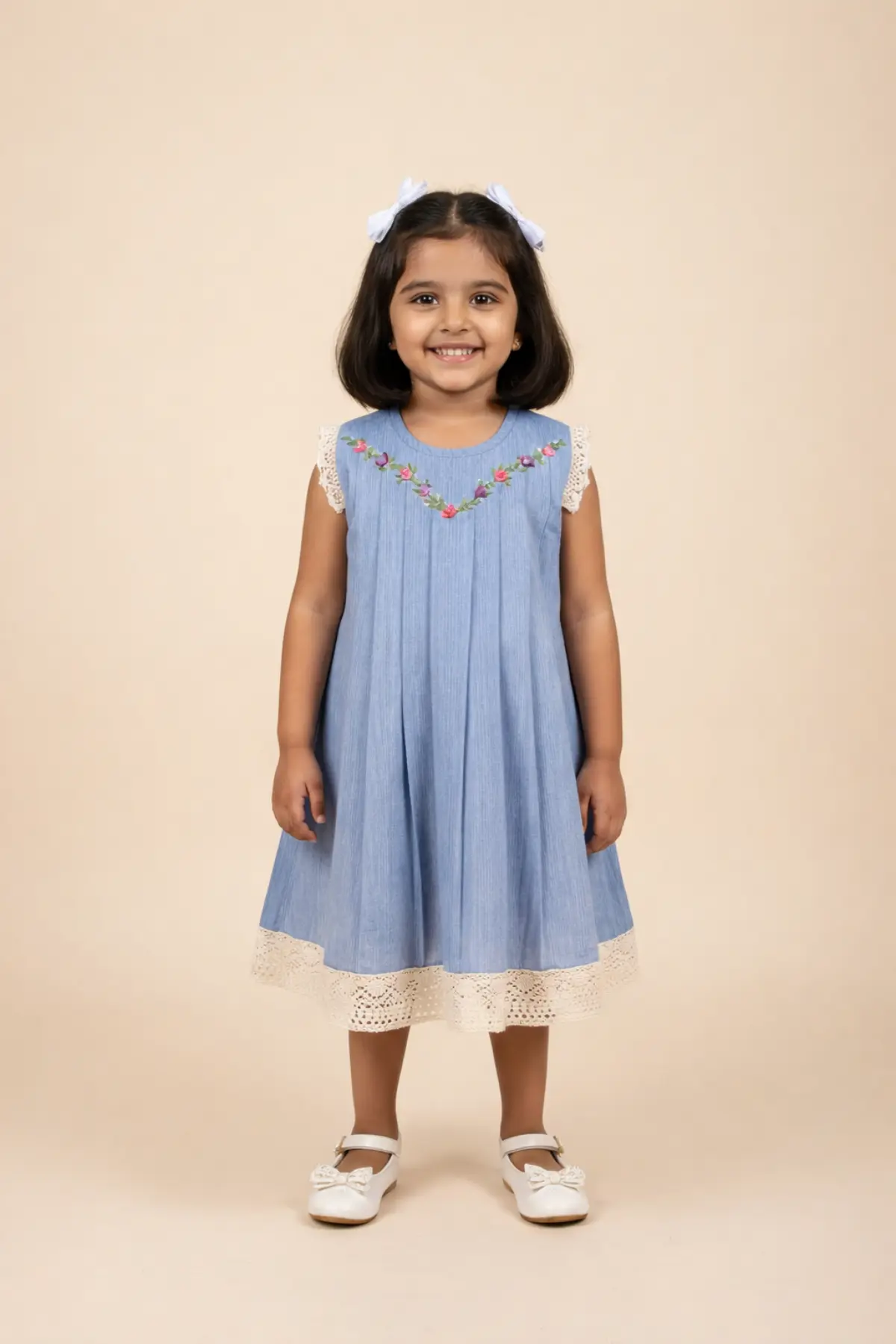 Mul Cotton Embroidered Girls Dress - Image 3