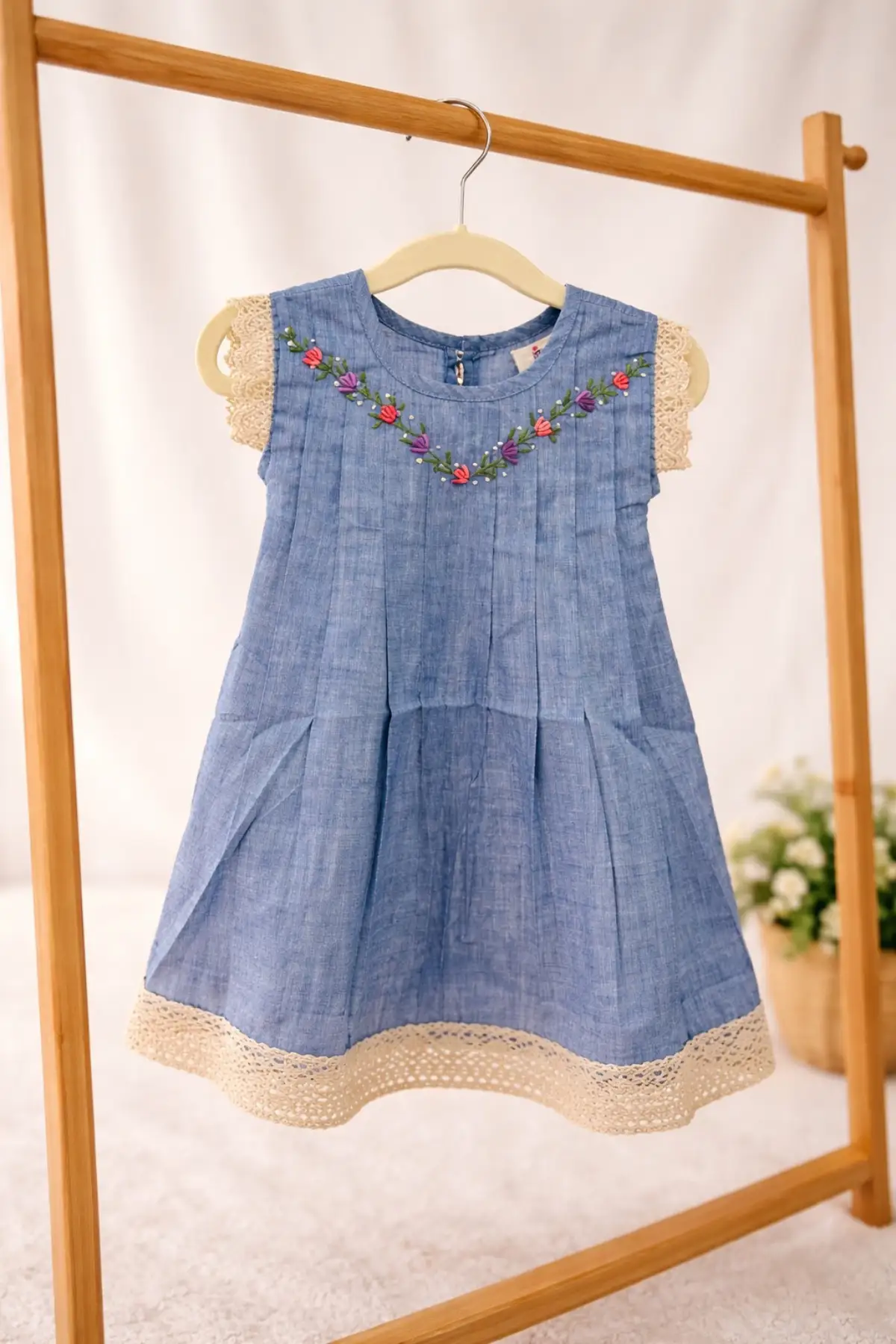 Mul Cotton Embroidered Girls Dress - Image 4