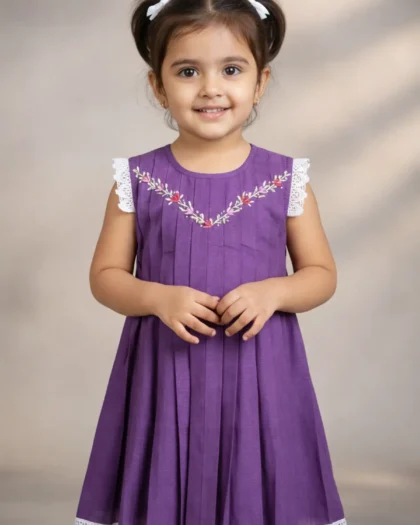Mul Cotton Embroidered Girls Dress