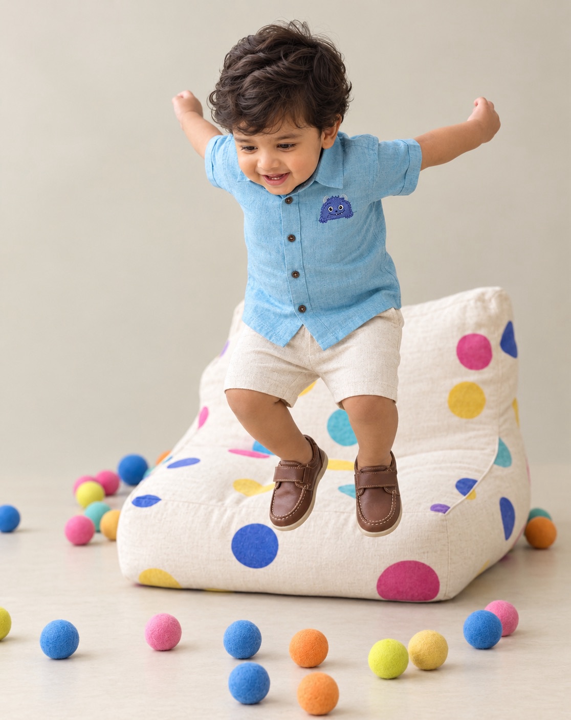 Little Monster Khadi Shirt & Shorts Set - Image 2