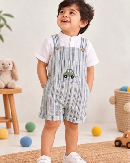 Handwoven Dungaree & Khadi Shirt Set
