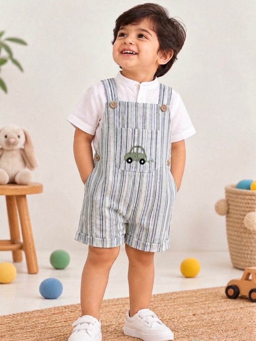 Handwoven Dungaree & Khadi Shirt Set